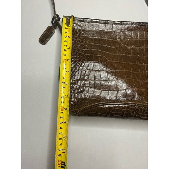 Carlos Falchi Vintage Croc Embossed Leather Purse Brown - Picture 11 of 15